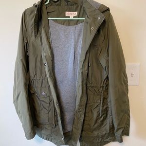 Merona Army Green rain jacket with hood